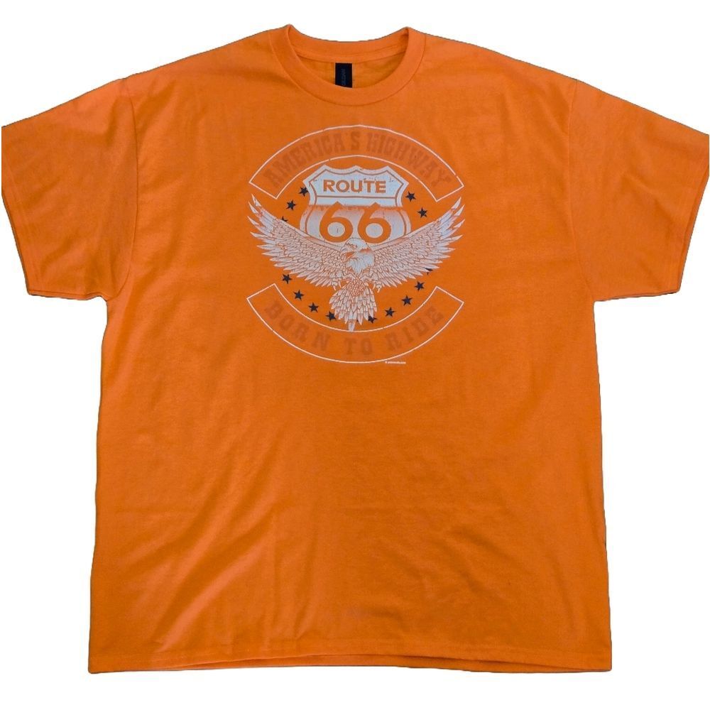NEW Men’s XL Route 66 “Born to Ride” Graphic Tee – Orange